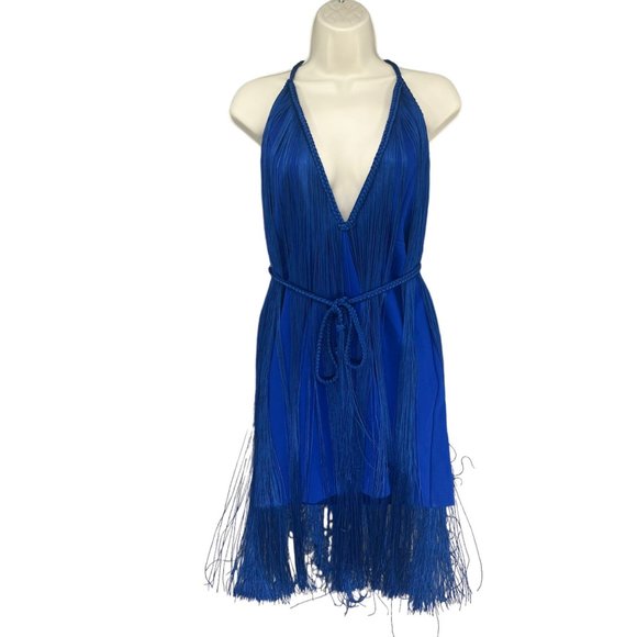Free People Fringe Element Mini Bodycon Dress Blue Sleeveless Size S - Picture 1 of 16